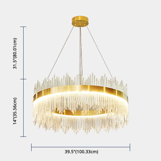 Modern Clear Crystal Pendant Led Suspension Lamp For Dining Table