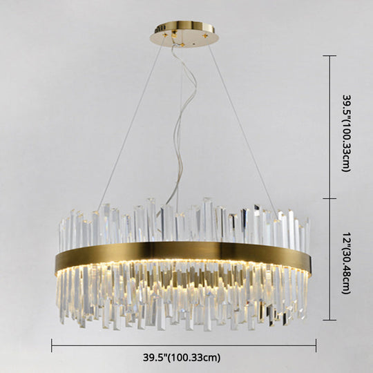 Contemporary Gold Crystal Led Ceiling Light For Dining Room