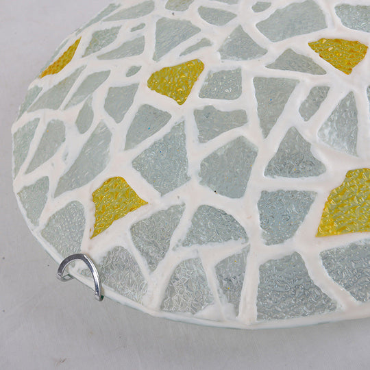 Yellow Glass Handcrafted Ceiling Lamp - Mediterranean Style Flush Mount For Bedroom