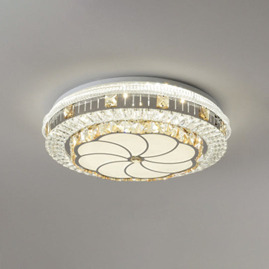 Crystal Led Modern Flush Mount Ceiling Light For Drum Bedroom In White / Third Gear Flower