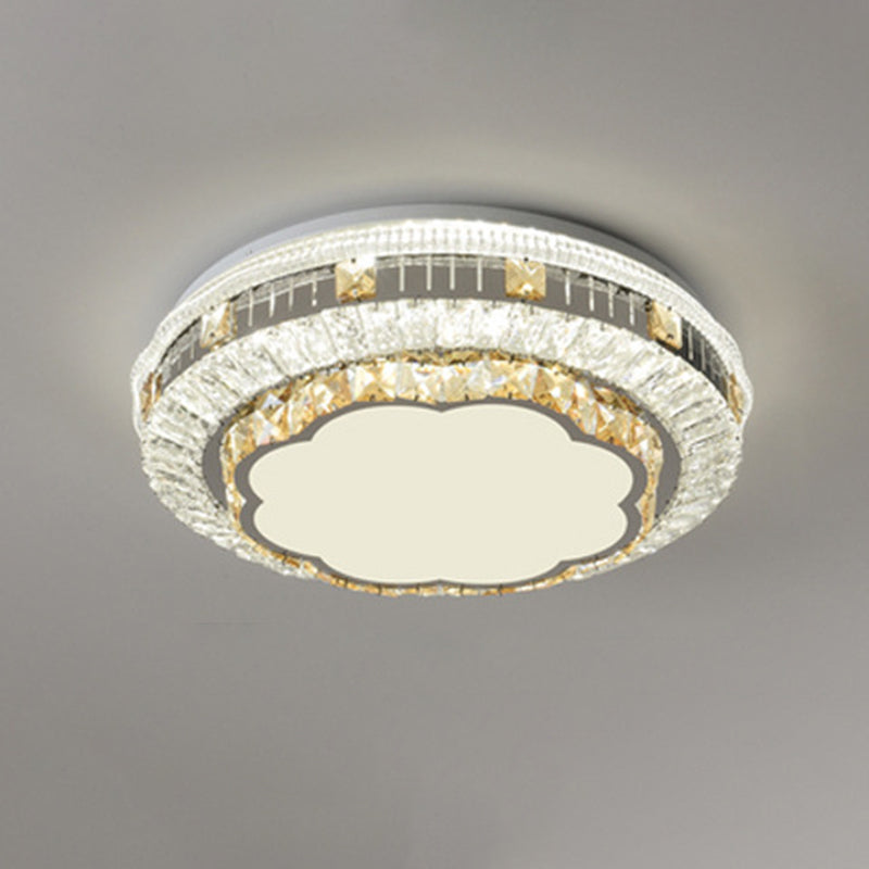 Crystal Led Modern Flush Mount Ceiling Light For Drum Bedroom In White / Third Gear Cloud