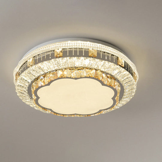 Crystal Led Modern Flush Mount Ceiling Light For Drum Bedroom In White / Remote Control Stepless