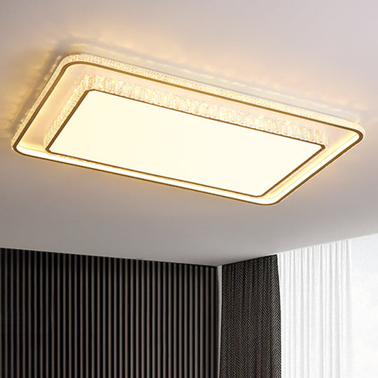 Geometric Acrylic Ceiling Light: Minimalist Gold Led Flush Mount - Living Room / Rectangle