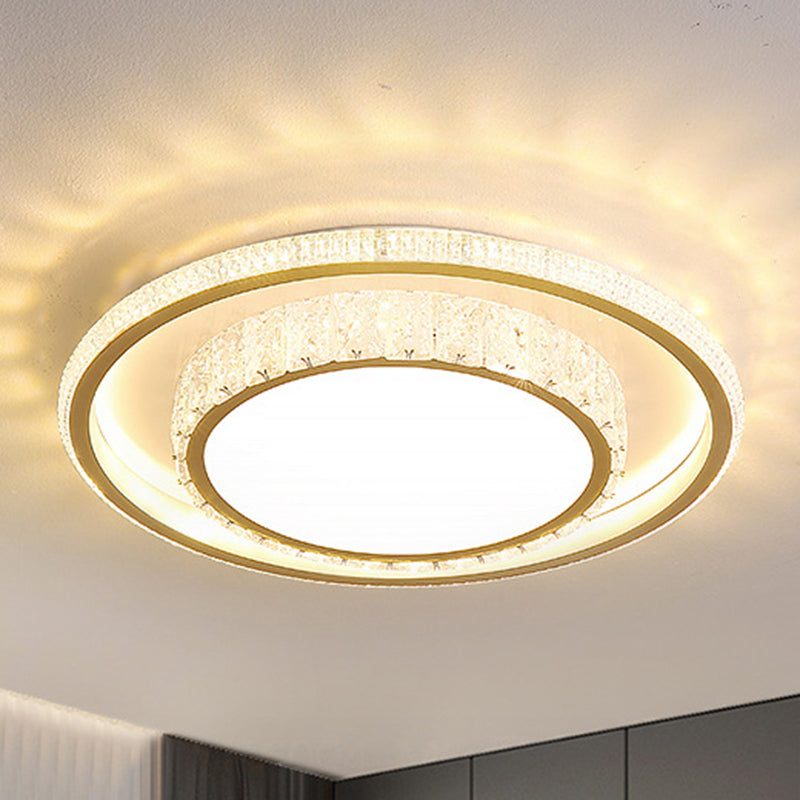 Geometric Acrylic Ceiling Light: Minimalist Gold Led Flush Mount - Living Room / Round