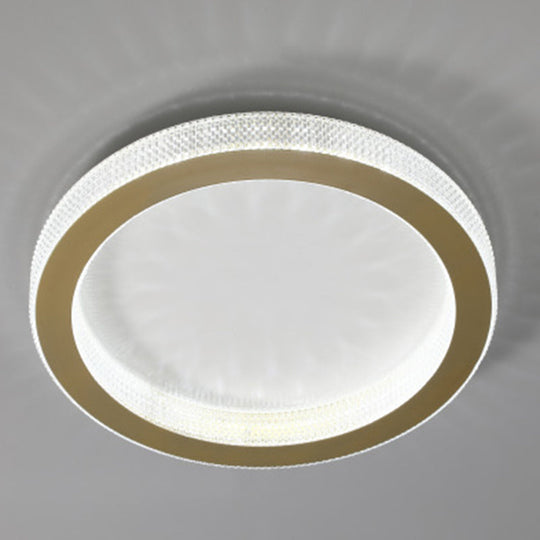 Geometric Acrylic Ceiling Light: Minimalist Gold Led Flush Mount - Living Room / Circline