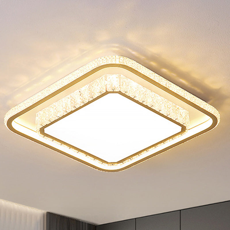 Geometric Acrylic Ceiling Light: Minimalist Gold Led Flush Mount - Living Room / Square