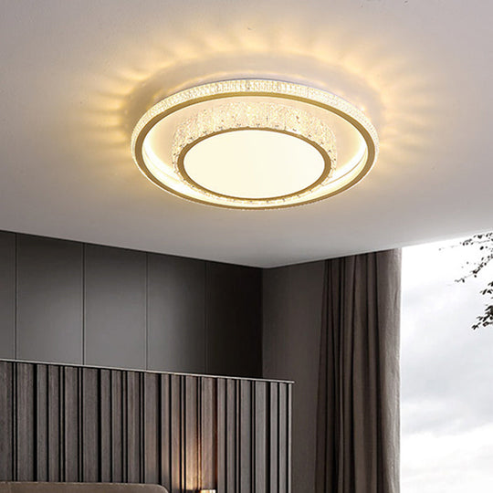 Geometric Acrylic Ceiling Light: Minimalist Gold Led Flush Mount - Living Room