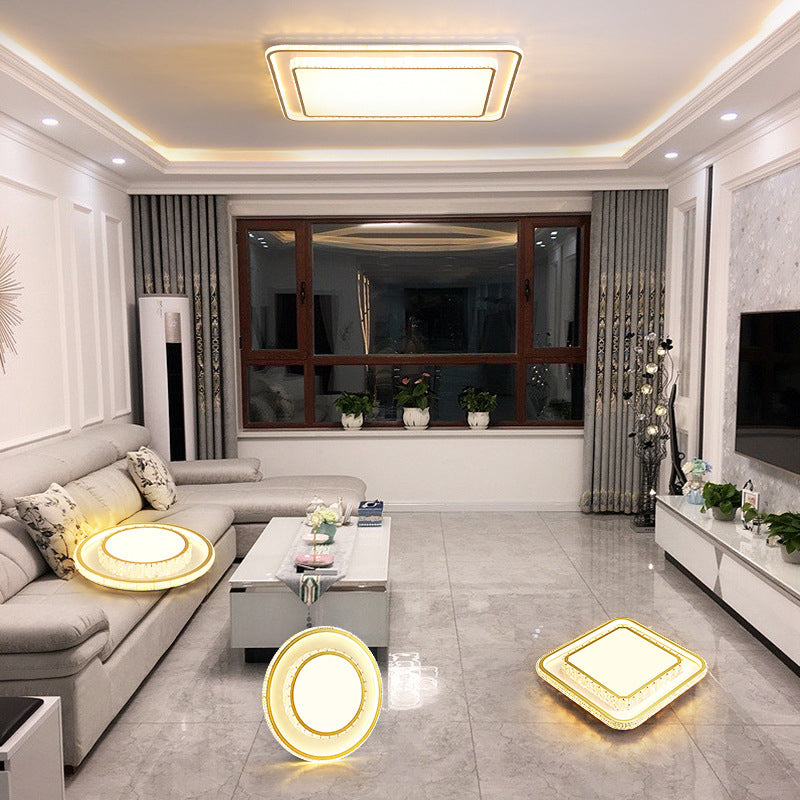 Geometric Acrylic Ceiling Light: Minimalist Gold Led Flush Mount - Living Room