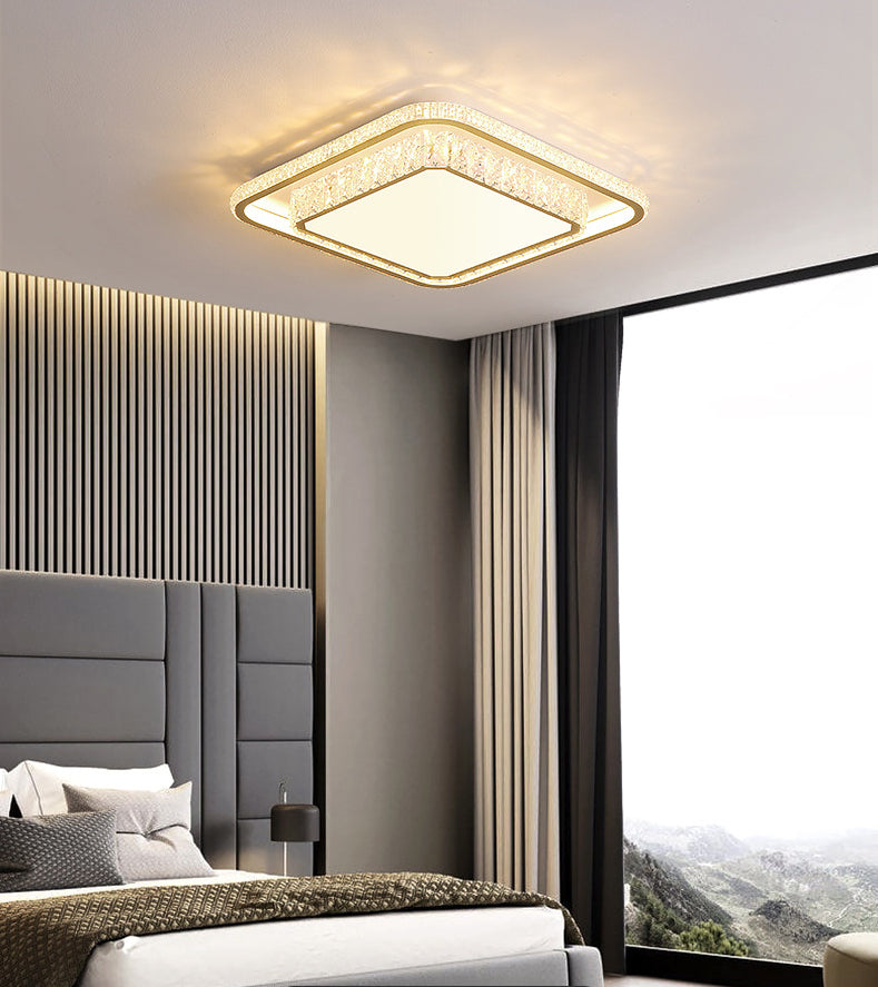 Geometric Acrylic Ceiling Light: Minimalist Gold Led Flush Mount - Living Room