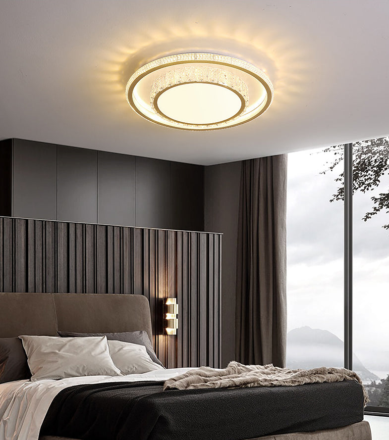 Geometric Acrylic Ceiling Light: Minimalist Gold Led Flush Mount - Living Room