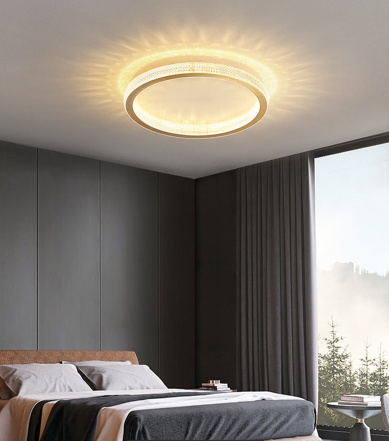 Geometric Acrylic Ceiling Light: Minimalist Gold Led Flush Mount - Living Room