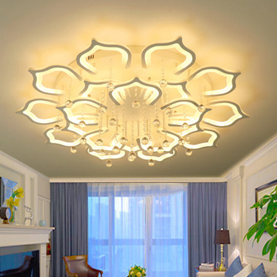 Modern Led Semi Flush Ceiling Light With Crystal Accents