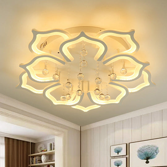 Modern Led Semi Flush Ceiling Light With Crystal Accents 10 / White Warm