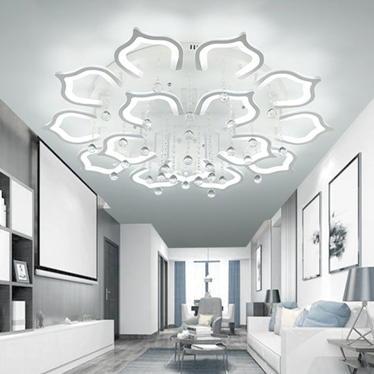 Modern Led Semi Flush Ceiling Light With Crystal Accents 15 / White Warm