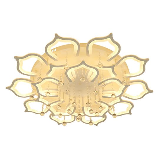 Modern Led Semi Flush Ceiling Light With Crystal Accents