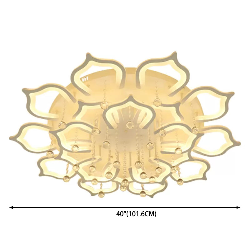 Modern Led Semi Flush Ceiling Light With Crystal Accents