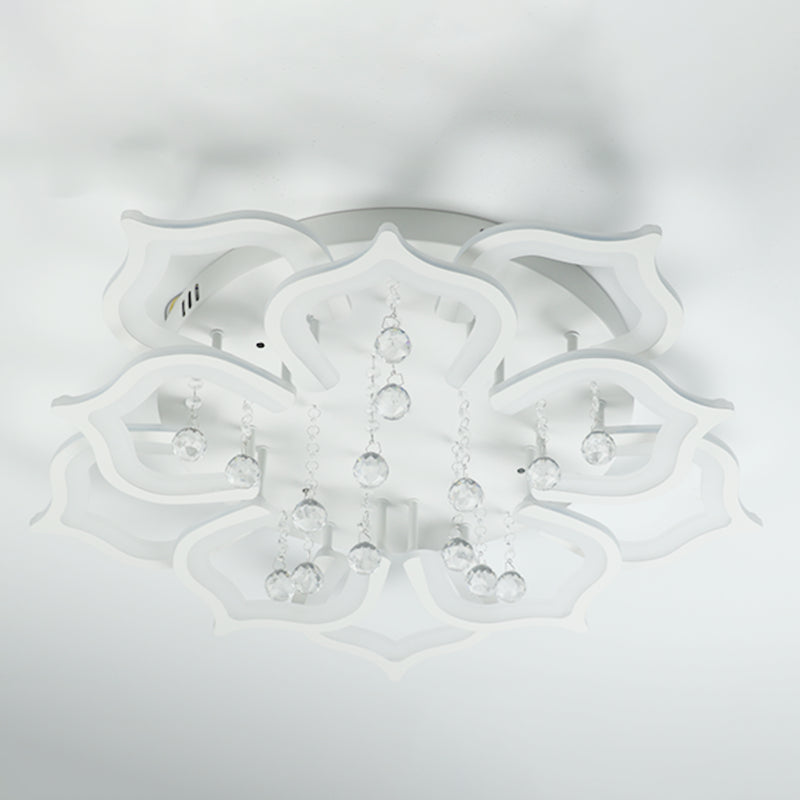 Modern Led Semi Flush Ceiling Light With Crystal Accents