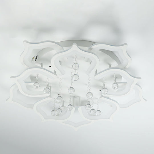 Modern Led Semi Flush Ceiling Light With Crystal Accents