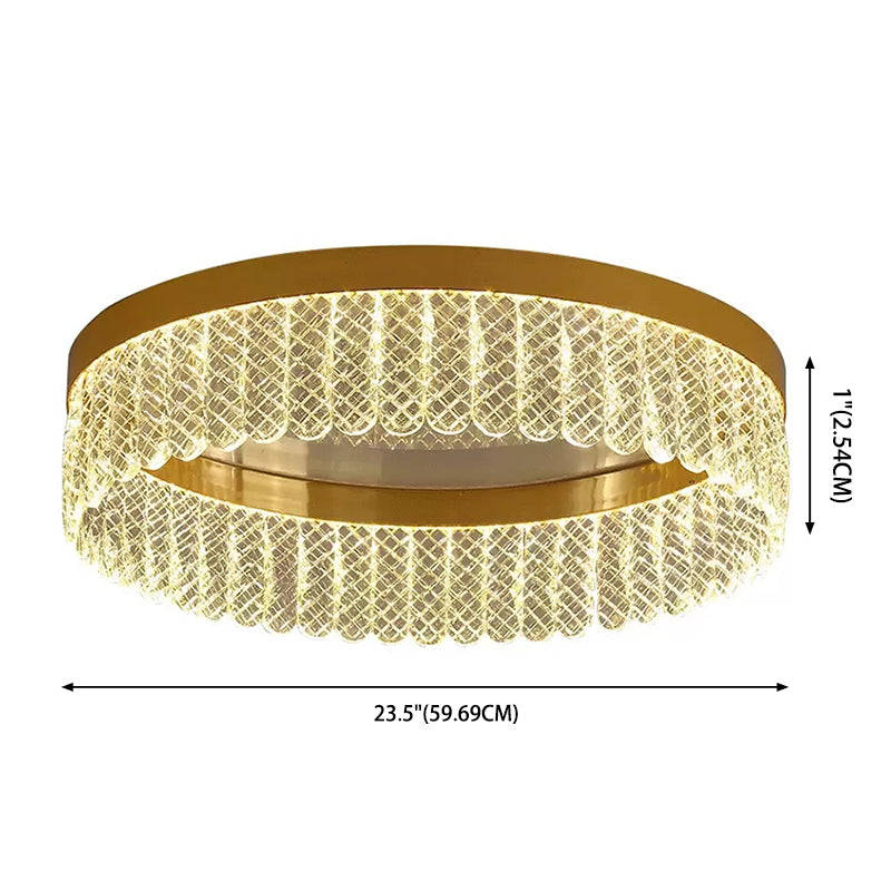 Gold Led Crystal Ring Flush-Mount Fixture For Bedroom