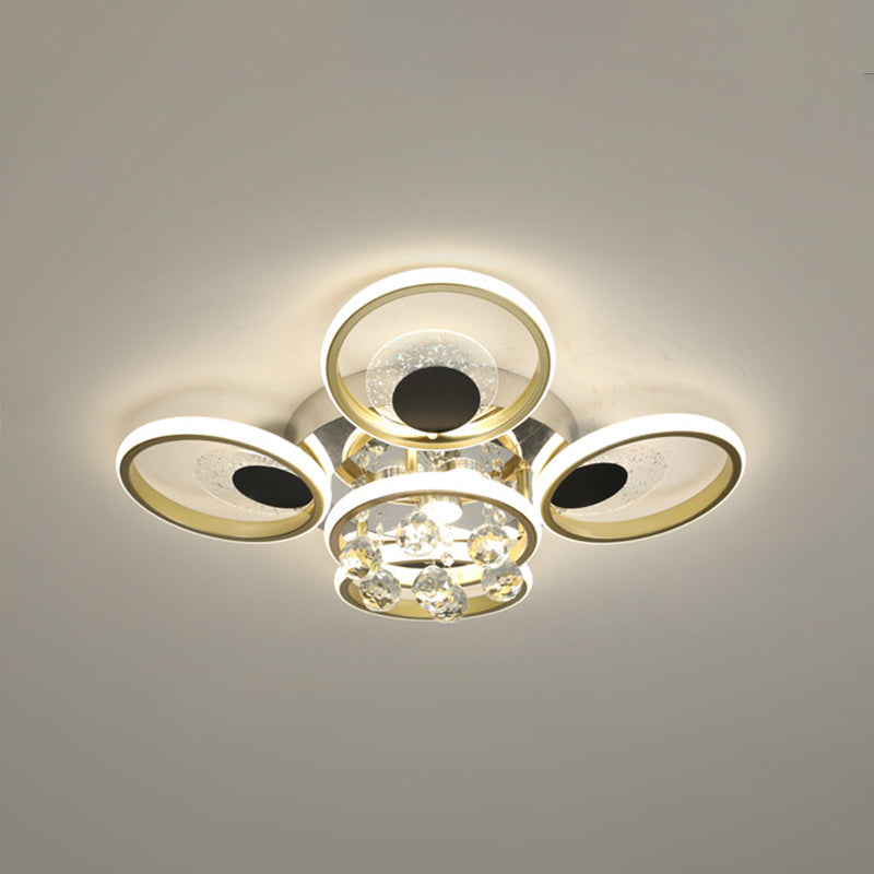 Modern Black-Gold Floral Flush Mount Led Ceiling Light For Sitting Room / 23.5 Natural