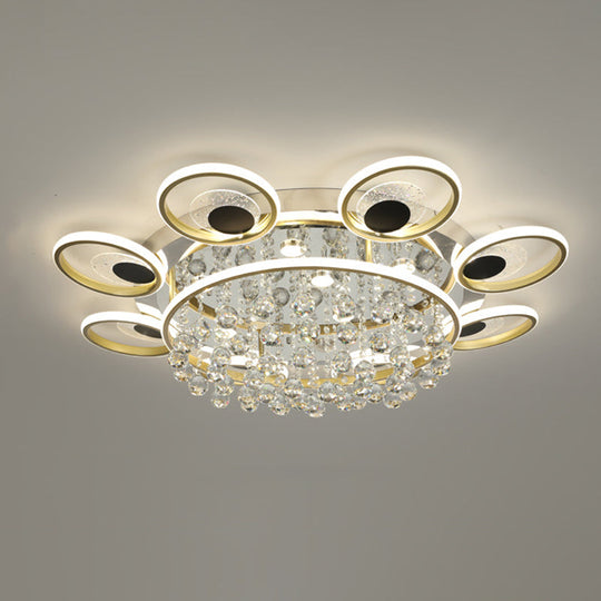 Modern Black-Gold Floral Flush Mount Led Ceiling Light For Sitting Room / 39 Natural