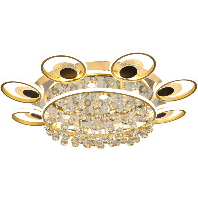 Modern Black-Gold Floral Flush Mount Led Ceiling Light For Sitting Room