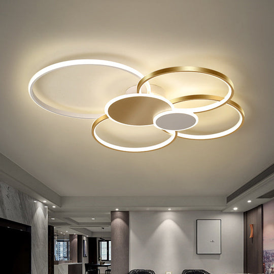 Minimalist Metal Led Ceiling Light For Living Room - Flush Mount Circlet Fixture