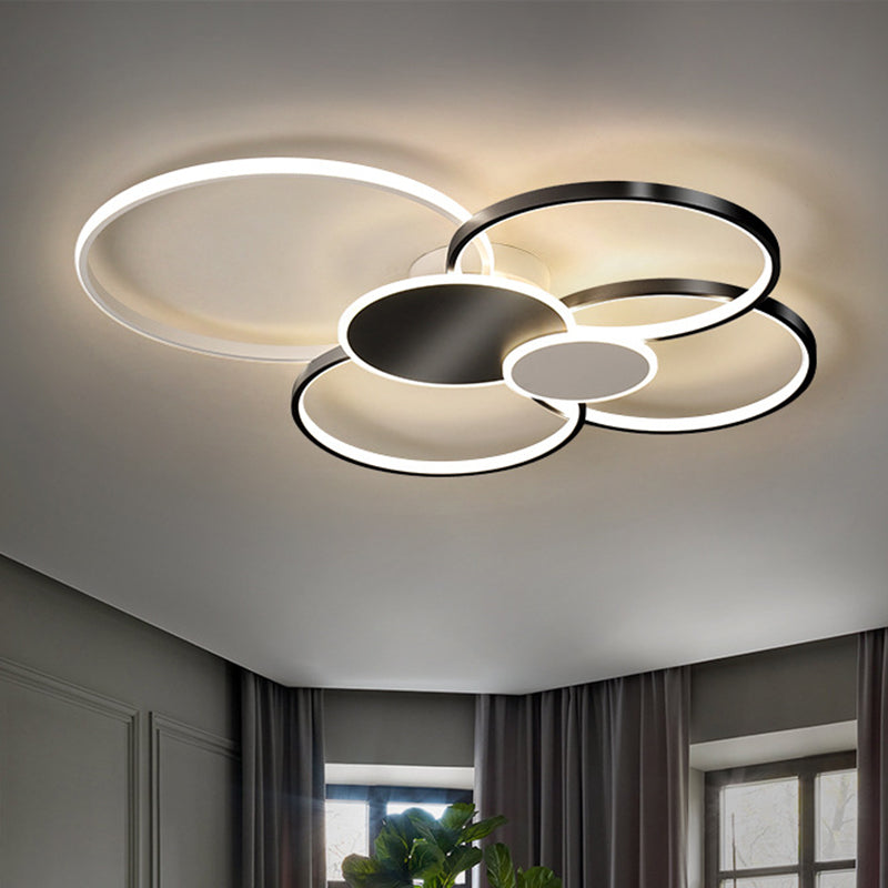 Minimalist Metal Led Ceiling Light For Living Room - Flush Mount Circlet Fixture