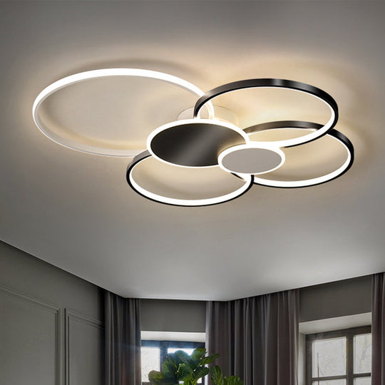 Minimalist Metal Led Ceiling Light For Living Room - Flush Mount Circlet Fixture