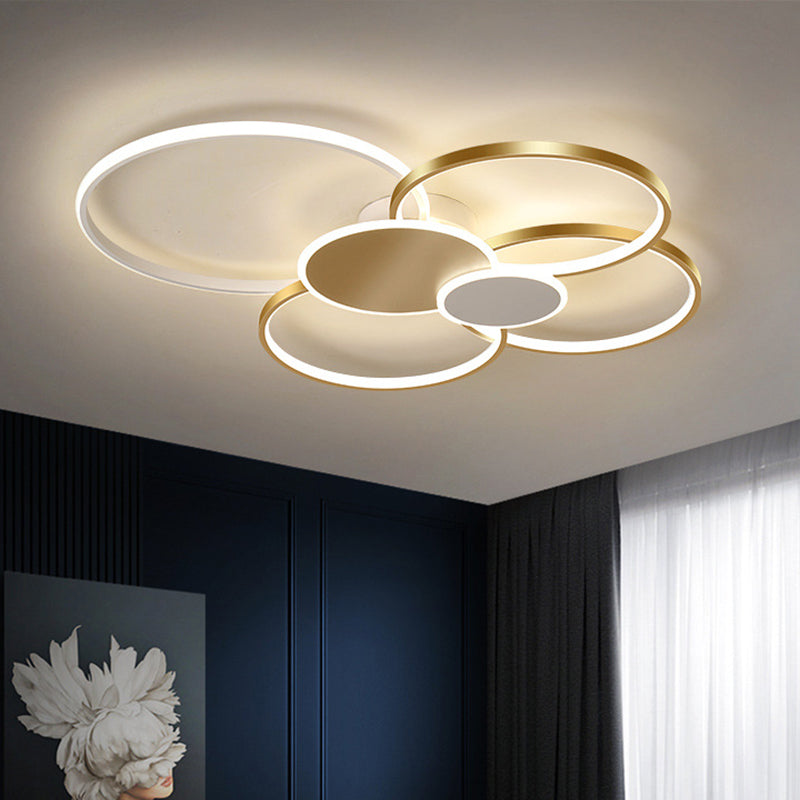 Minimalist Metal Led Ceiling Light For Living Room - Flush Mount Circlet Fixture