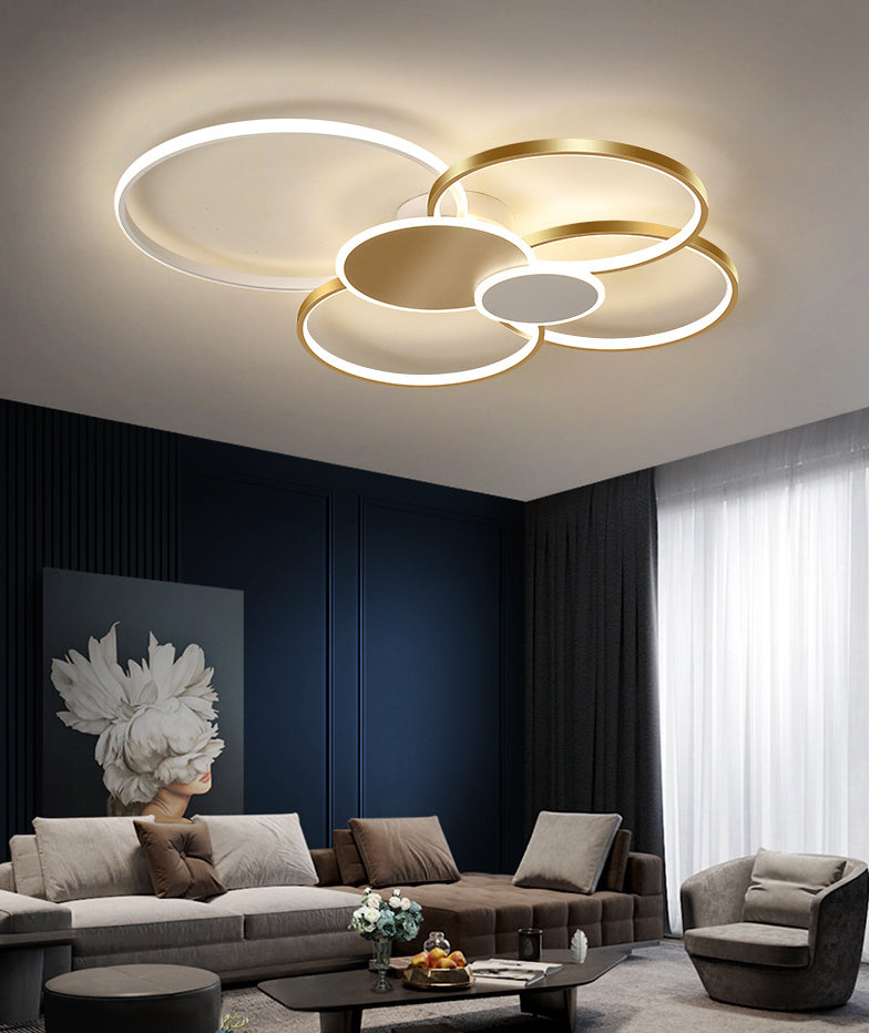 Minimalist Metal Led Ceiling Light For Living Room - Flush Mount Circlet Fixture