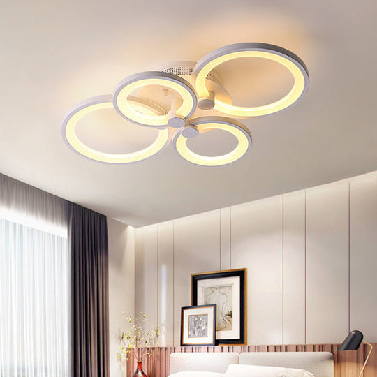 Modern Led Acrylic Flush Mount Ceiling Light For Bedroom 4 / White