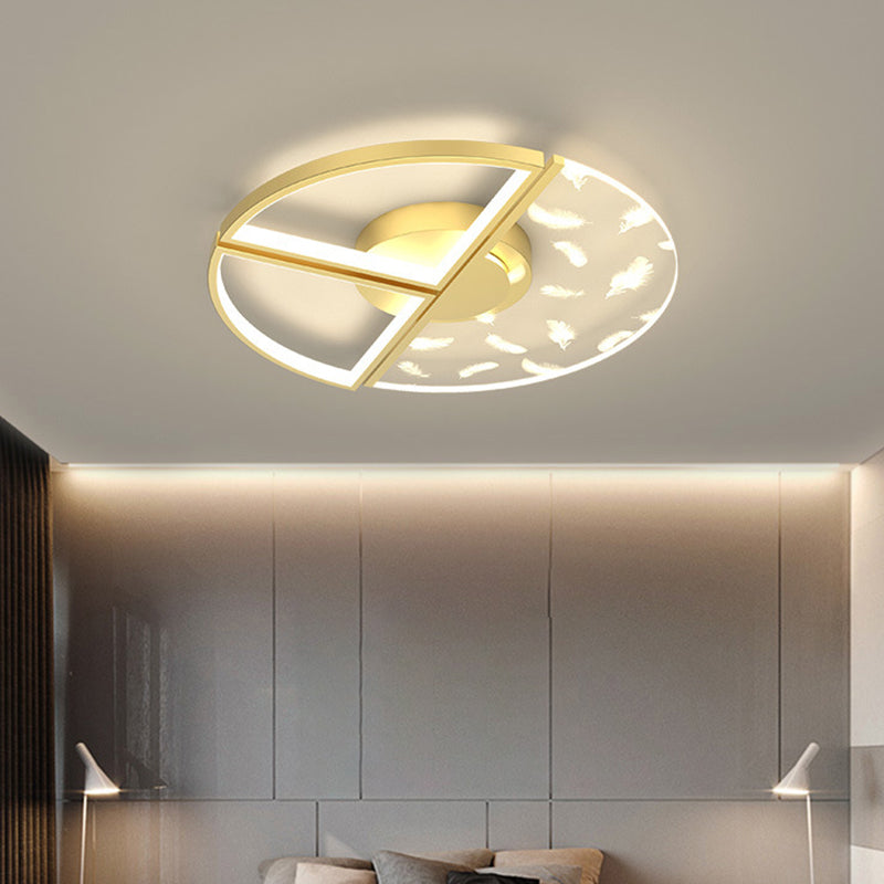 Minimalistic Gold Bedroom Ceiling Light With Geometric Acrylic Shade - Led Flush Mount