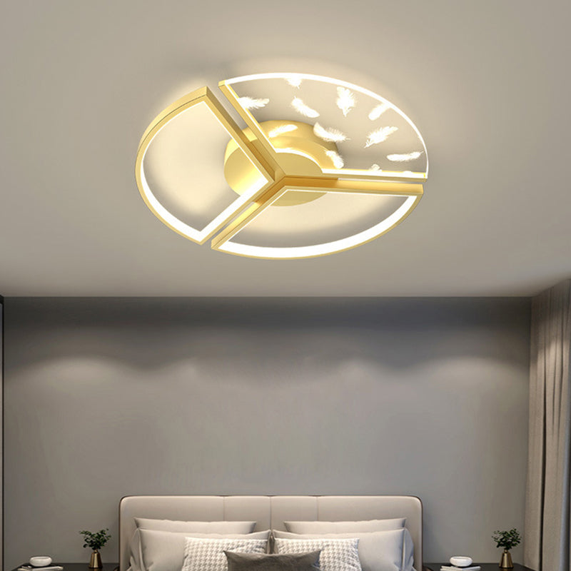 Minimalistic Gold Bedroom Ceiling Light With Geometric Acrylic Shade - Led Flush Mount