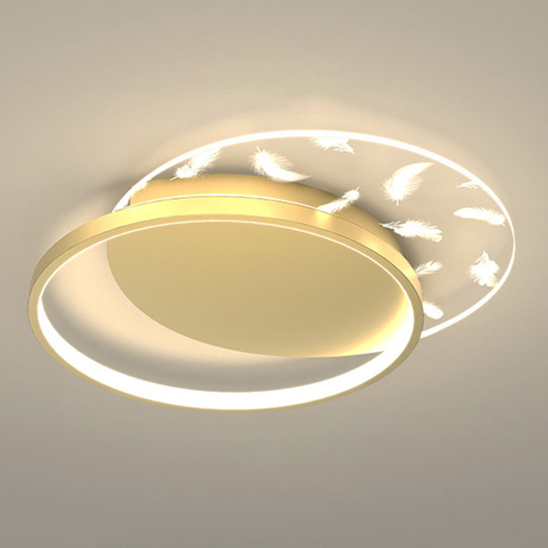 Minimalistic Gold Bedroom Ceiling Light With Geometric Acrylic Shade - Led Flush Mount / 16.5