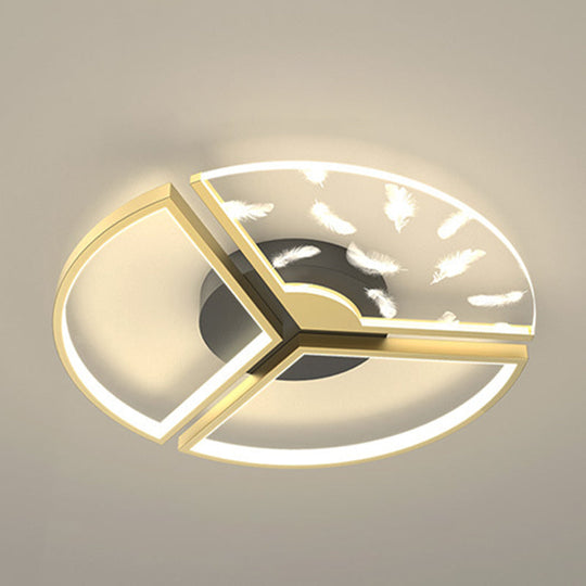 Minimalistic Gold Bedroom Ceiling Light With Geometric Acrylic Shade - Led Flush Mount / 16.5 Sector