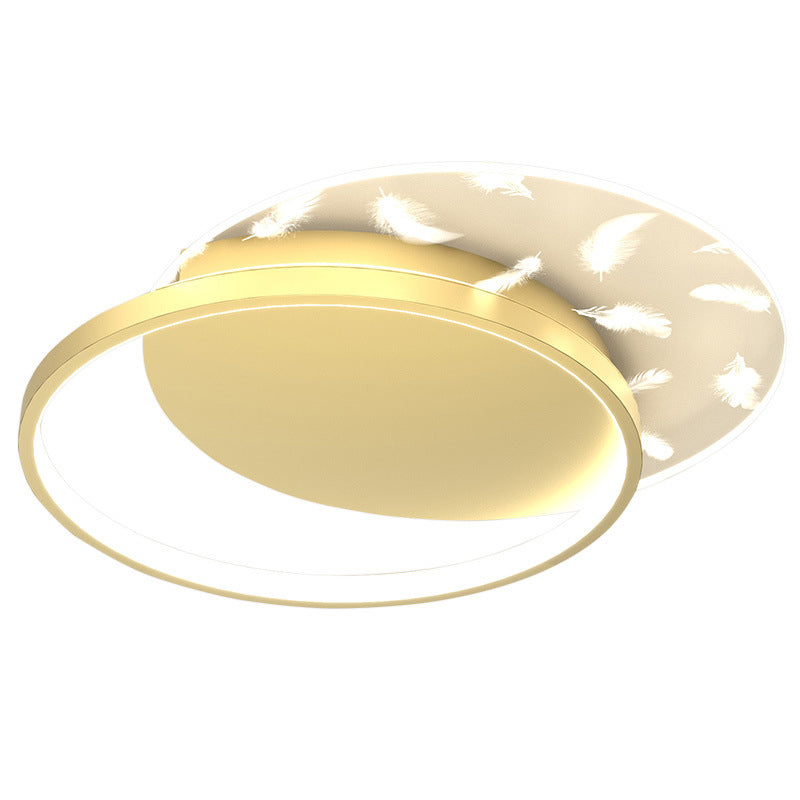 Minimalistic Gold Bedroom Ceiling Light With Geometric Acrylic Shade - Led Flush Mount