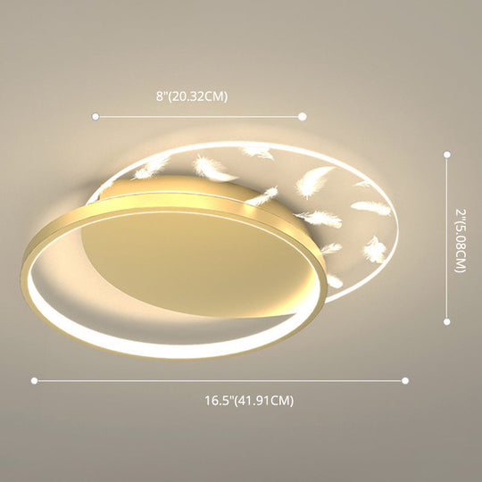 Minimalistic Gold Bedroom Ceiling Light With Geometric Acrylic Shade - Led Flush Mount