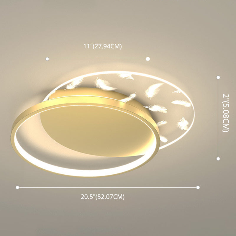 Minimalistic Gold Bedroom Ceiling Light With Geometric Acrylic Shade - Led Flush Mount