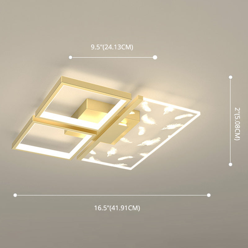 Minimalistic Gold Bedroom Ceiling Light With Geometric Acrylic Shade - Led Flush Mount