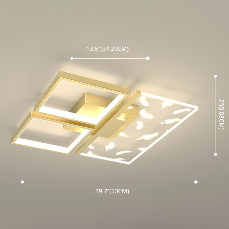 Minimalistic Gold Bedroom Ceiling Light With Geometric Acrylic Shade - Led Flush Mount