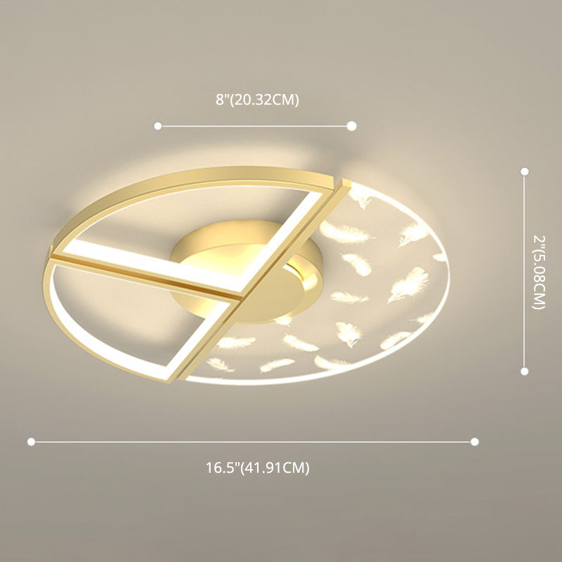 Minimalistic Gold Bedroom Ceiling Light With Geometric Acrylic Shade - Led Flush Mount