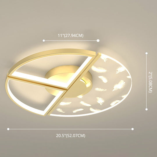 Minimalistic Gold Bedroom Ceiling Light With Geometric Acrylic Shade - Led Flush Mount