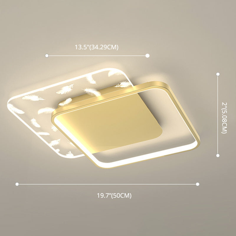 Minimalistic Gold Bedroom Ceiling Light With Geometric Acrylic Shade - Led Flush Mount