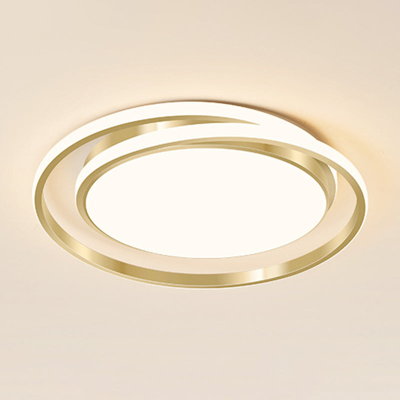 Acrylic Led Ceiling Lamp In Brushed Gold - Simple Style Flush Mount For Bedroom