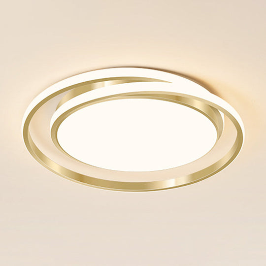 Acrylic Led Ceiling Lamp In Brushed Gold - Simple Style Flush Mount For Bedroom