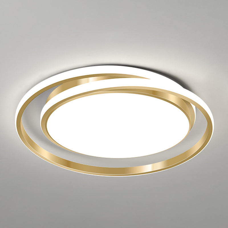 Acrylic Led Ceiling Lamp In Brushed Gold - Simple Style Flush Mount For Bedroom / 18 White