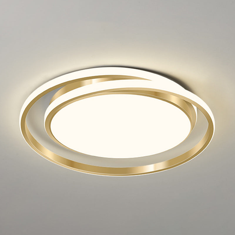 Acrylic Led Ceiling Lamp In Brushed Gold - Simple Style Flush Mount For Bedroom / 18 Remote Control