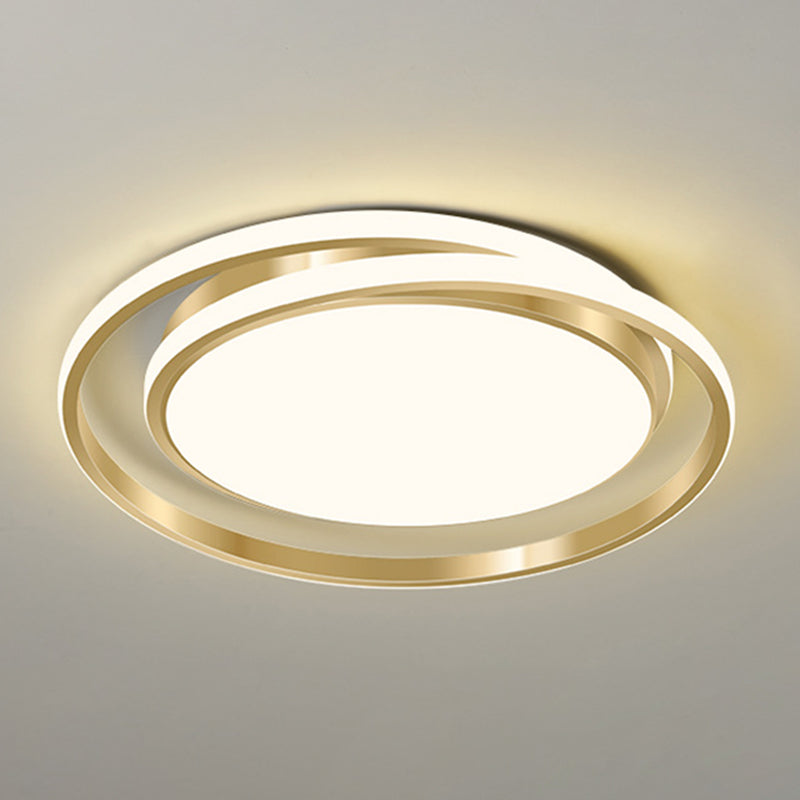 Acrylic Led Ceiling Lamp In Brushed Gold - Simple Style Flush Mount For Bedroom / 18 Warm