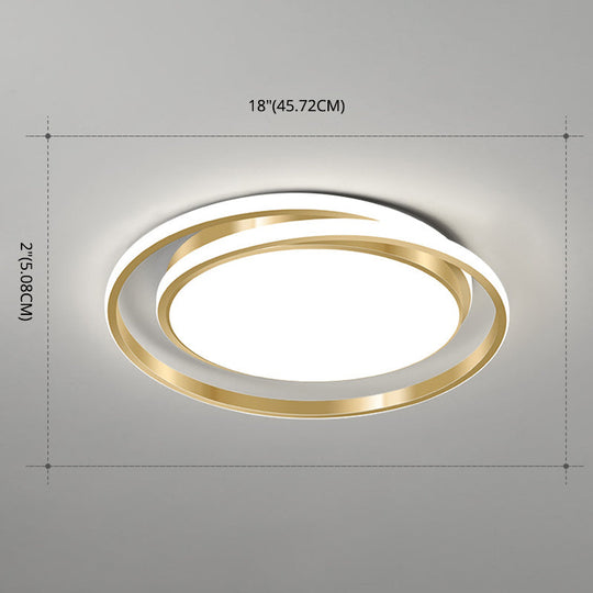 Acrylic Led Ceiling Lamp In Brushed Gold - Simple Style Flush Mount For Bedroom